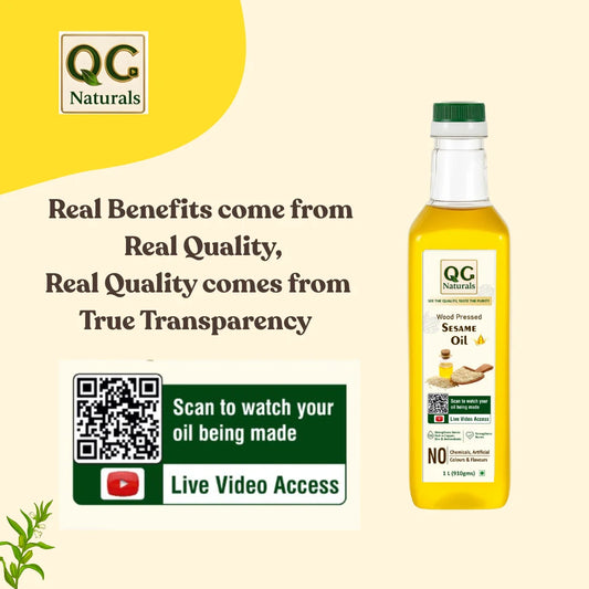 QC Naturals Sesame Oil (Nuvvulu / Thil Ka Oil) – 1L Wood Pressed, 100% Pure