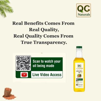 QC Naturals Groundnut Oil (Peanut Oil) – 1L Wood Pressed, 100% Pure