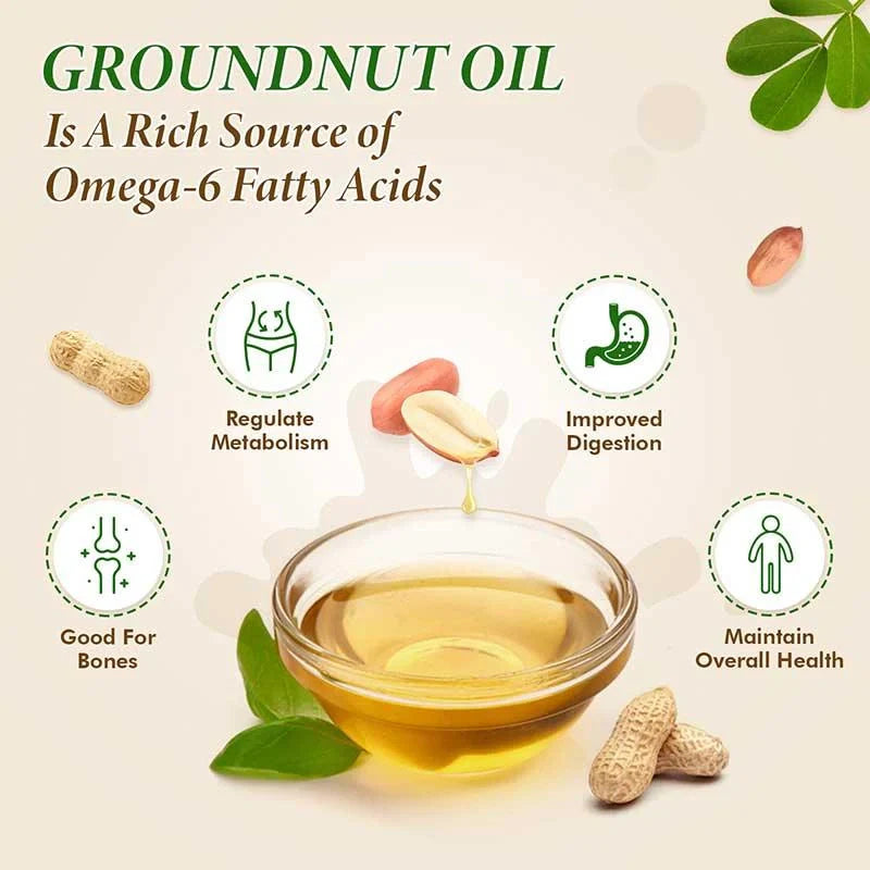 QC Naturals Groundnut Oil (Peanut Oil) – 1L Wood Pressed, 100% Pure