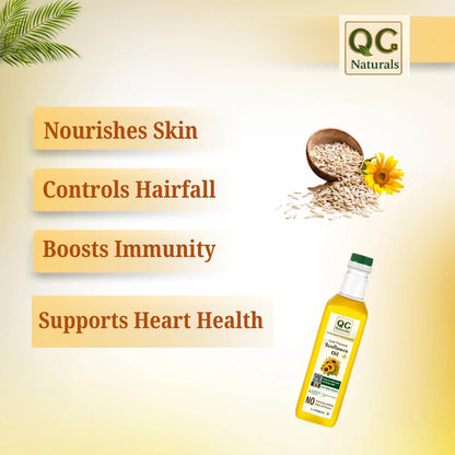 QC Naturals Sunflower Oil – 1L Wood  Pressed, 100% Pure