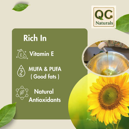 QC Naturals Sunflower Oil – 1L Wood  Pressed, 100% Pure