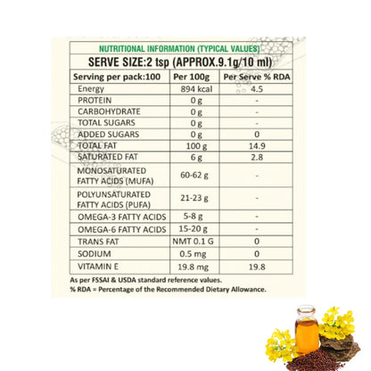 QC Naturals Mustard Oil (Sarson Ka Tel) – 1L Cold Pressed, 100% Pure