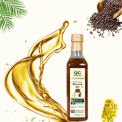 QC Naturals Mustard Oil (Sarson Ka Tel) – 1L Cold Pressed, 100% Pure