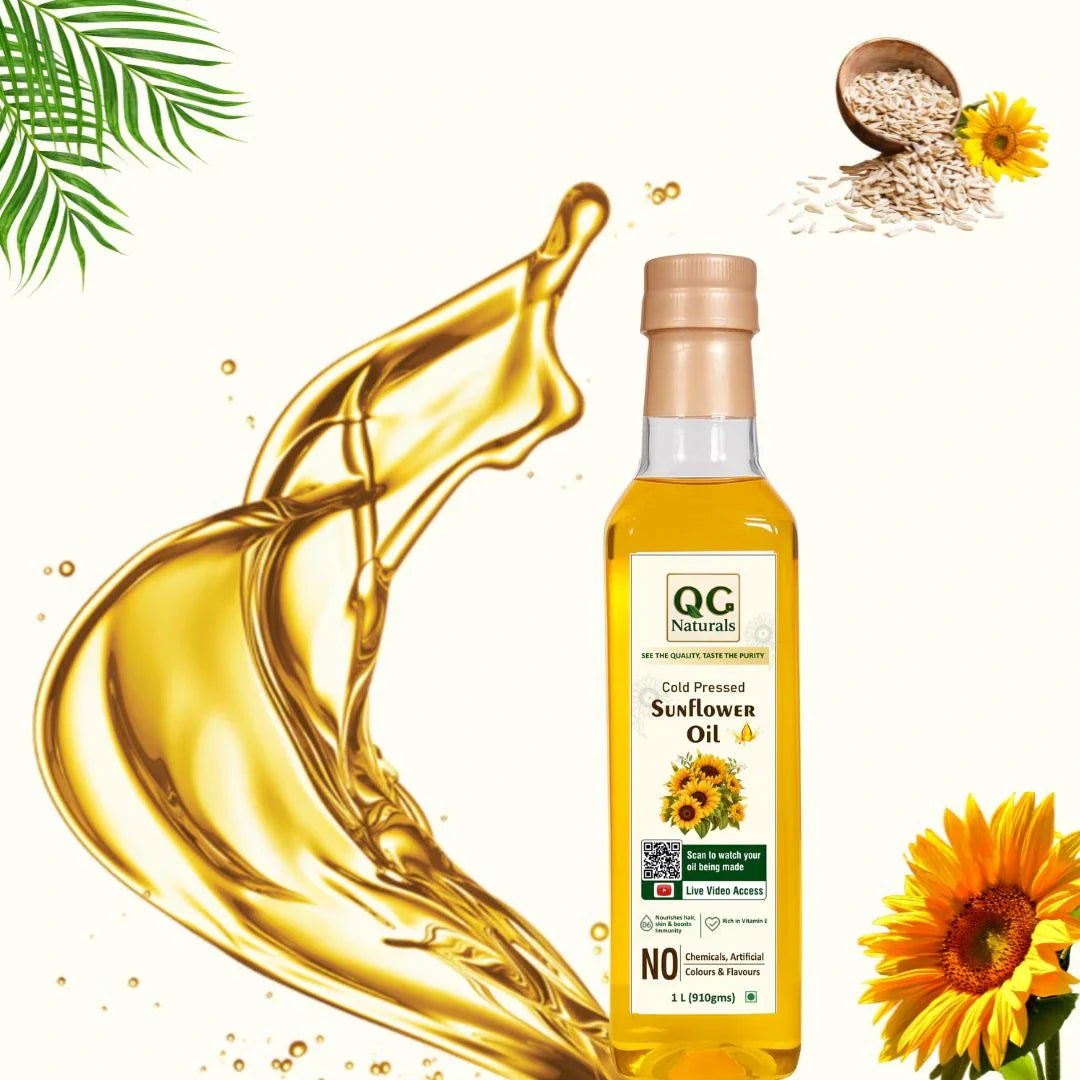 QC Naturals Sunflower Oil – 1L Wood  Pressed, 100% Pure